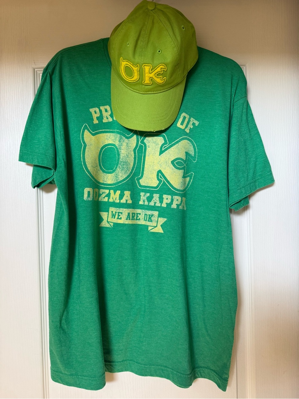 Pixar Monsters University Oozma Kappa Green Graphic Tee with Adjustable Hat